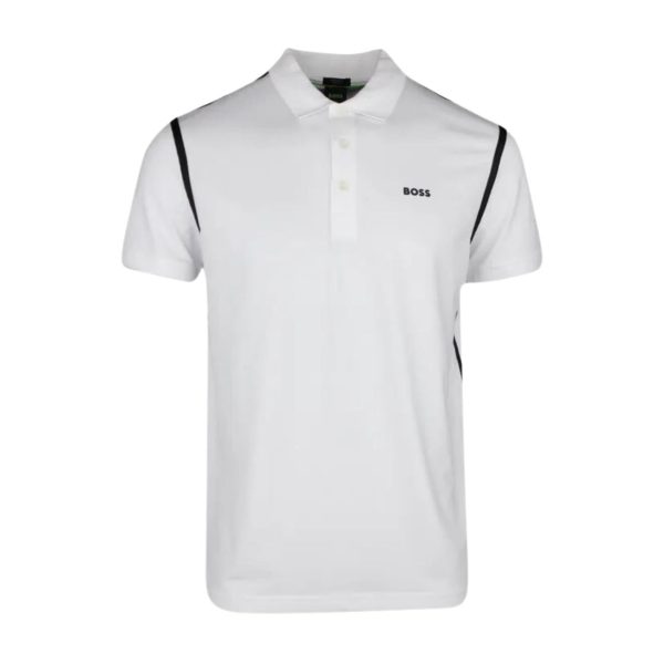 BOSS Paddy Tape White Polo Shirt For Discount