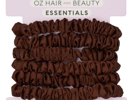 Oz Hair and Beauty Essentials Small Scrunchie 6 Pack - Brown Online now